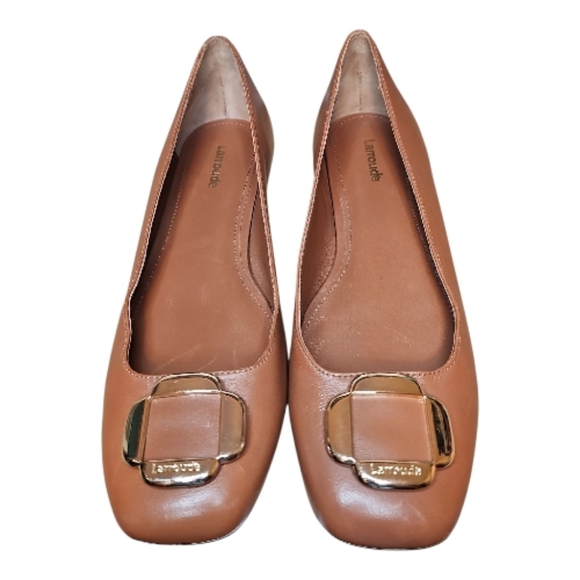 Larroude Maria Flat Caramel Leather Size 8.5 - Picture 2 of 14
